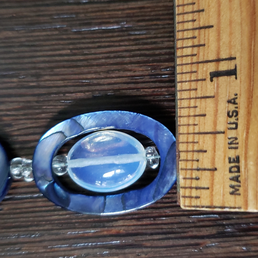 🔥HP🔥 VTG Opalite / Abalone Link Necklaces, blue tone - Picture 12 of 13